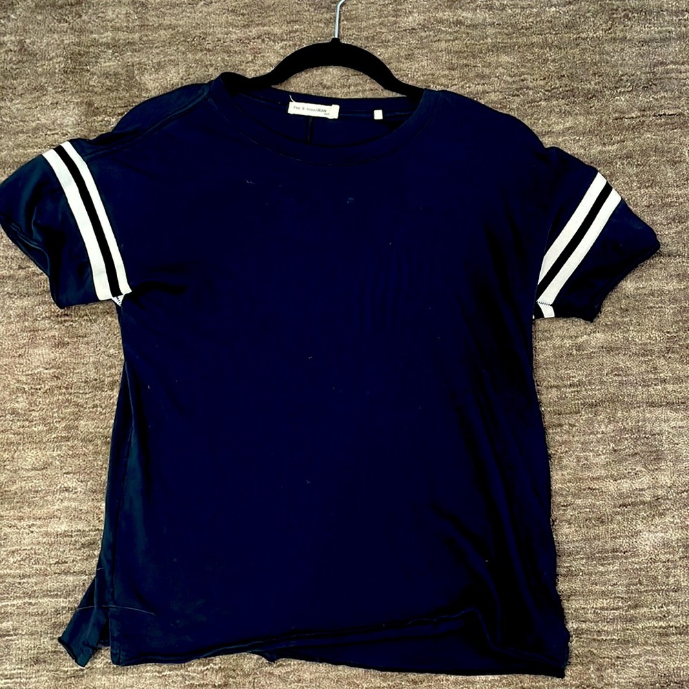 Rag & Bone baseball t-shirt in black with white strips